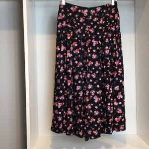 NWT Black Floral Mid-Calf Skirt by Cotton Candy